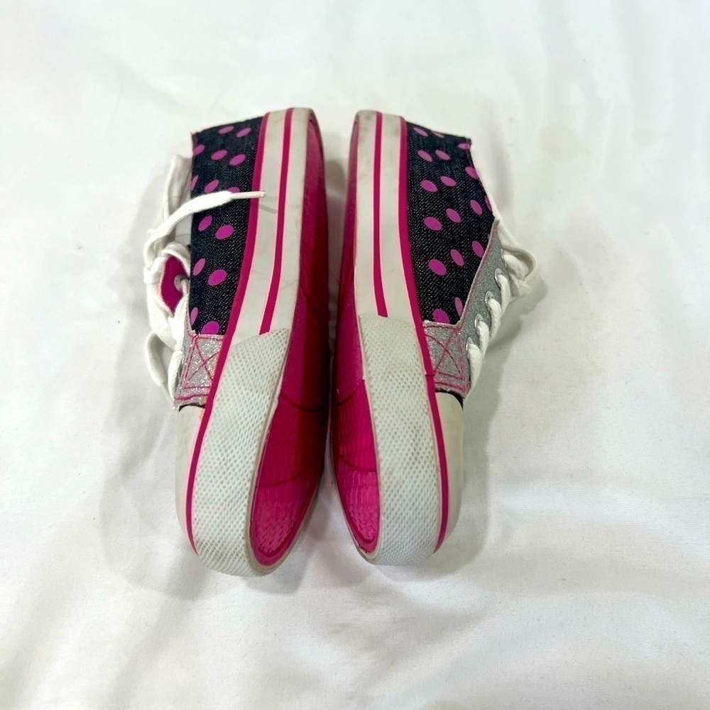 Hello Kitty Sanrio gray pink polka dots sneakers size 1 - Picture 2 of 11